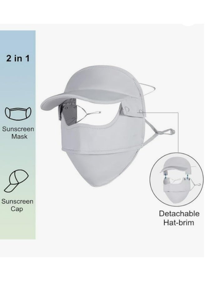 Women Ice Silk Sunscreen Mask Full Face Cover Breathable UV Protection Face Shield Soft Lightweight Cooling Mask For Outdoor Cycling Hiking Driving Fishing Summer Sun Block，Grey - Image 2